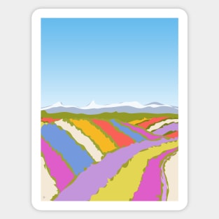 Colorful Flower Fields, Furano, Hokkaido, Japan Sticker